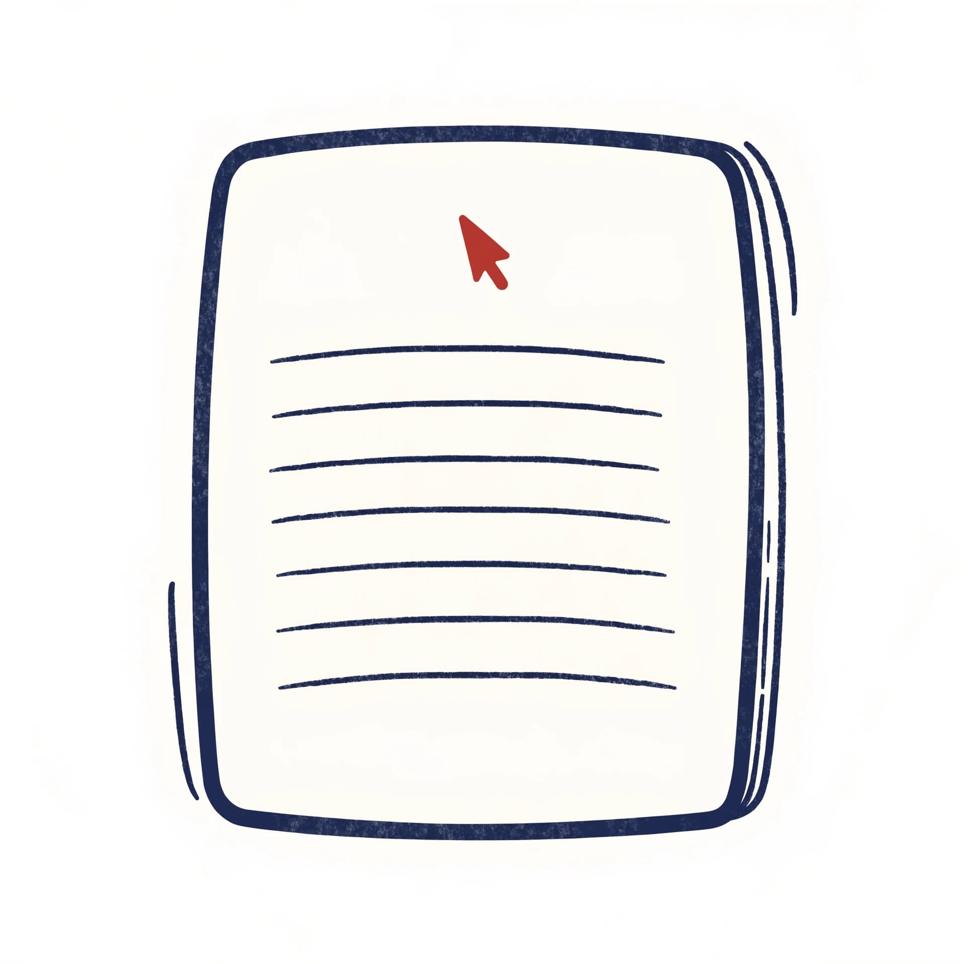 A blank manuscript page with a single red-pen caret, inviting you to paste your writing